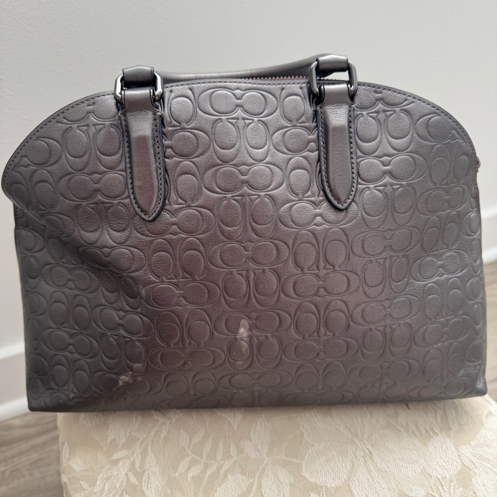 Coach Metallic Grey Leather Handbag - Picture 4 of 13